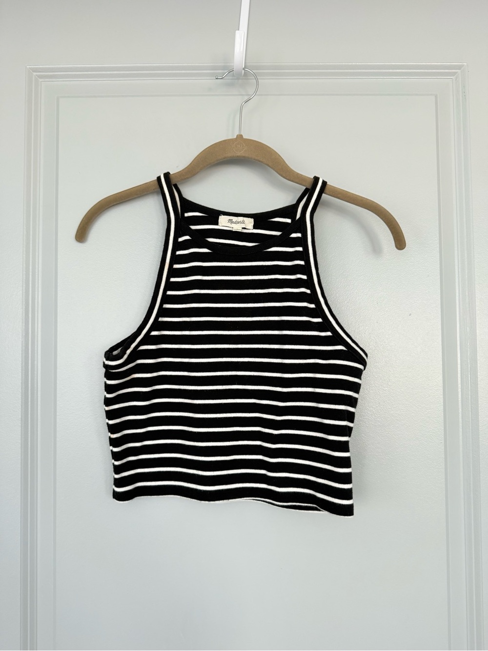 Madewell Black & White Striped Crop Top